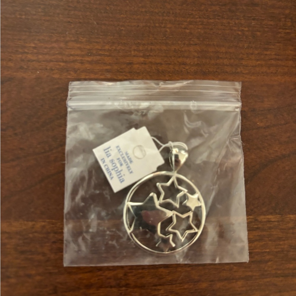 Lia Sophia Silver Pendant-Round with Cutout Stars